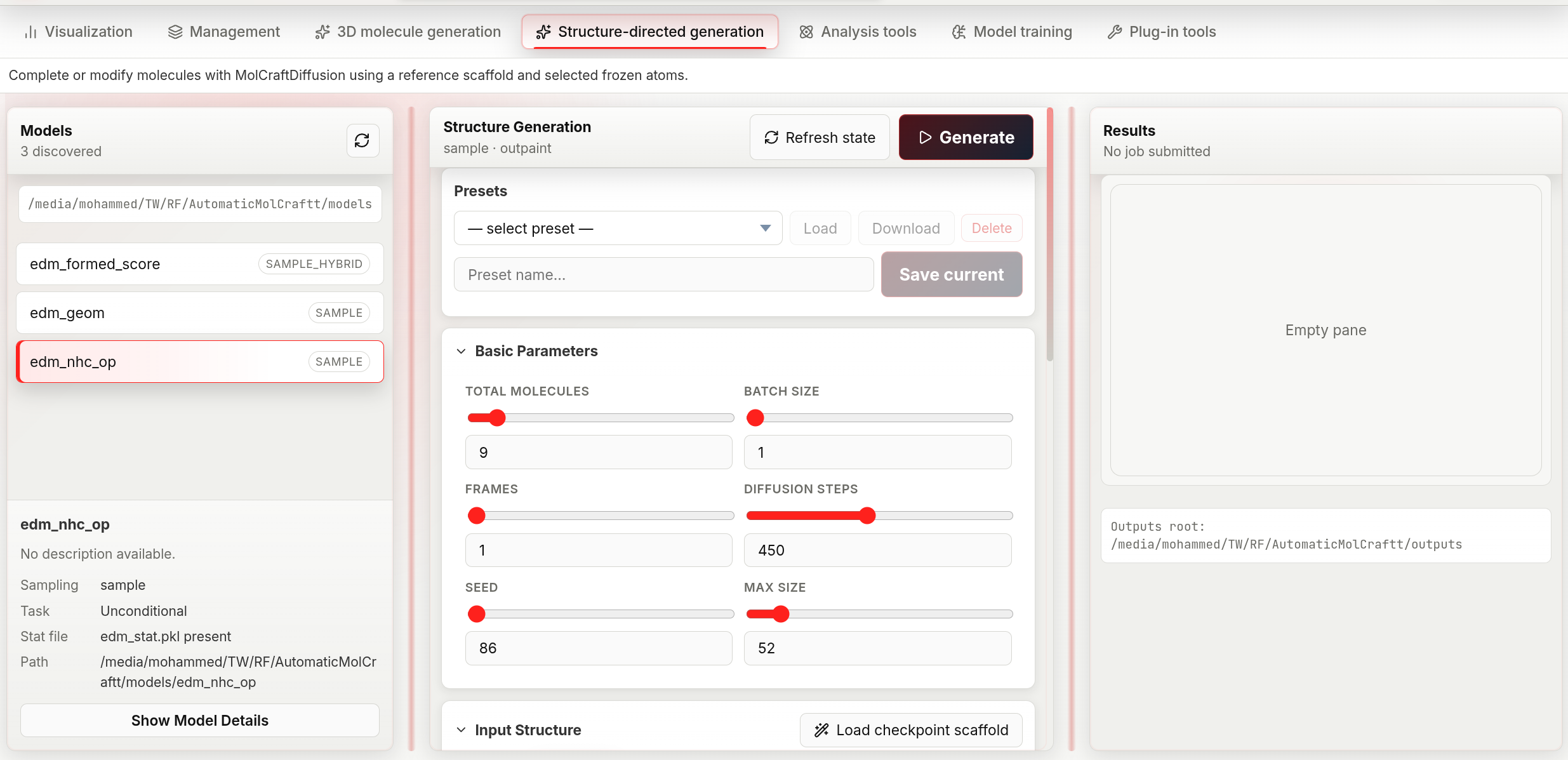 Structure-directed generation workspace